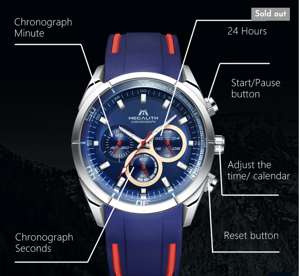 Годинник чоловічий стильний MegaLith 8049M/Quartz Men Watch | Rubber Band (2595136919) - фото 3