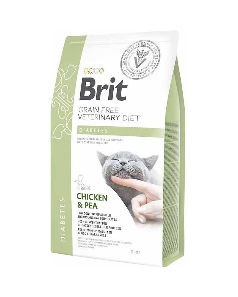 Корм сухий Brit GF VetDiet Cat Diabetes для котів при цукровому діабеті з куркою та горохом 2 кг Корм сухий Brit GF VetDiet Cat Diabetes для котів при цукровому діабеті з куркою та горохом 2 кг
