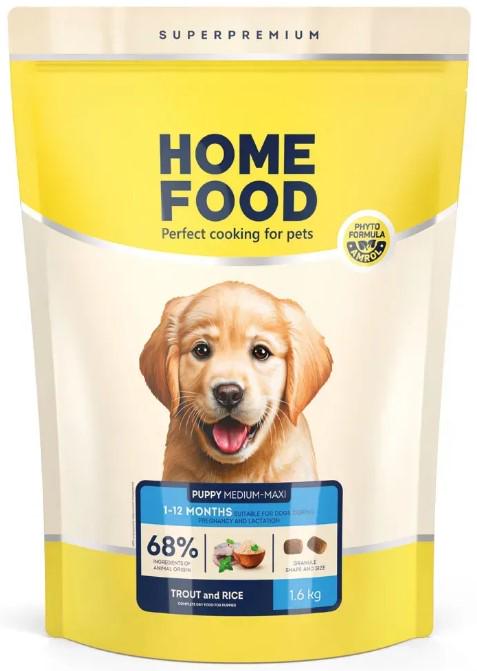 Корм сухий для цуценят середніх та великих порід Home Food Форель з рисом гіпоалергенний 1,6 кг (00-00022951)