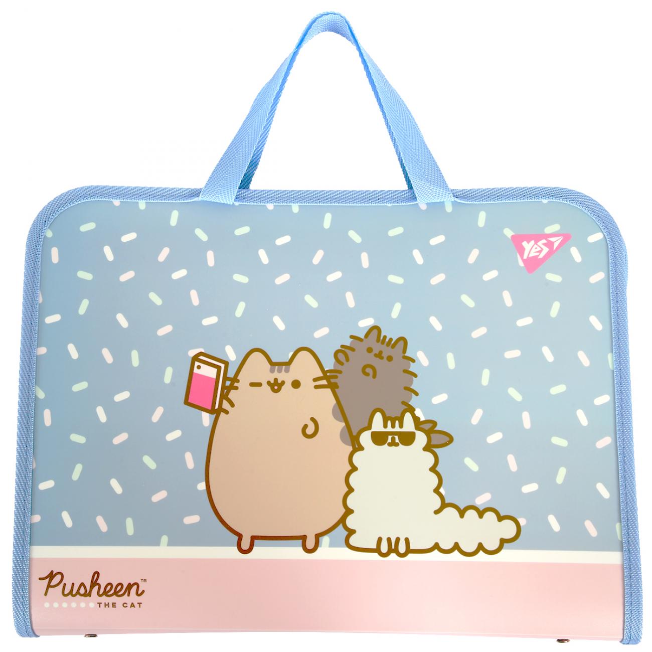 Папка-портфель школьный YES FC Pusheen на молнии с тканевыми ручками (492316)