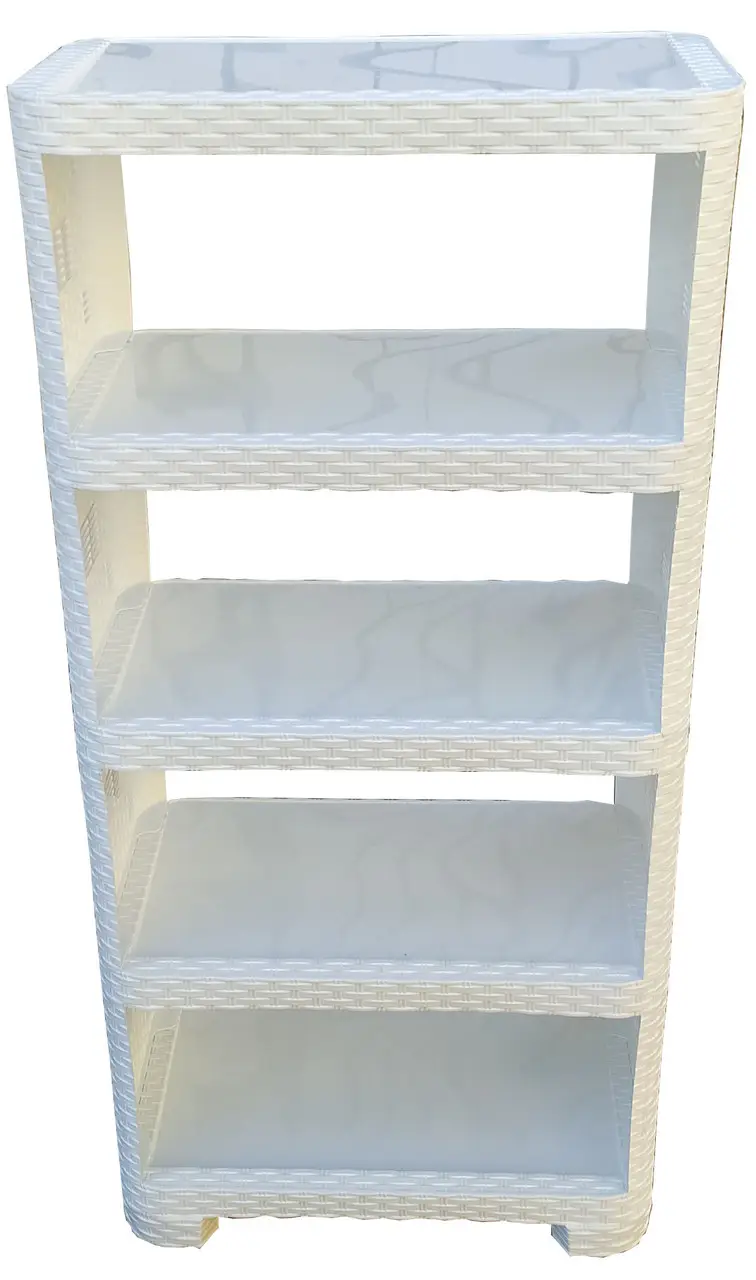 Этажерка пластиковая ПолимерАгро Ротанг на 5 ярусов Белый (1394-БЛ) - фото 2 Этажерка пластиковая ПолимерАгро Ротанг на 5 ярусов Белый (1394-БЛ) - фото 2
