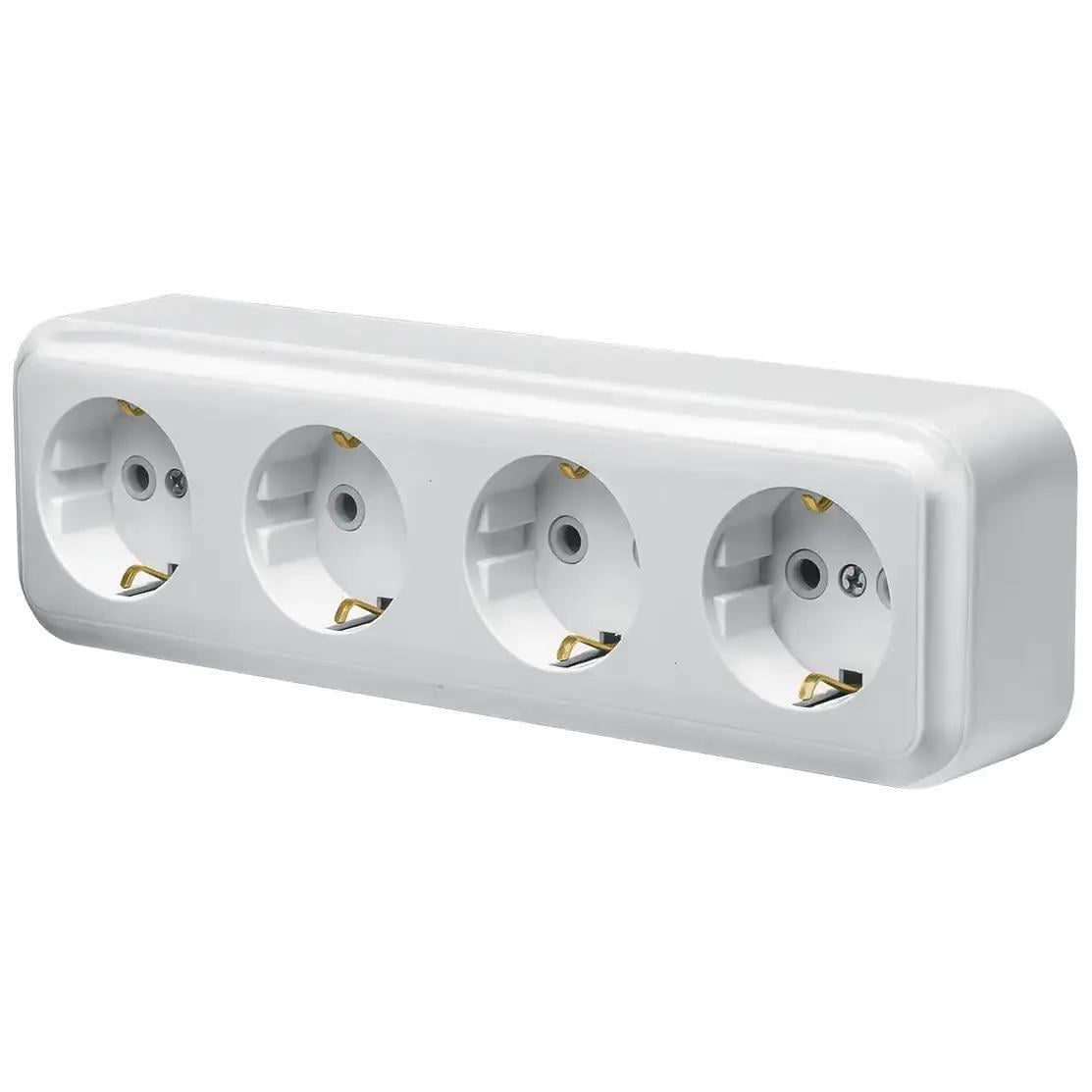 Розетка четверна MARSHEL RO16-253 зовнішня із заземленням Білий (28684140)