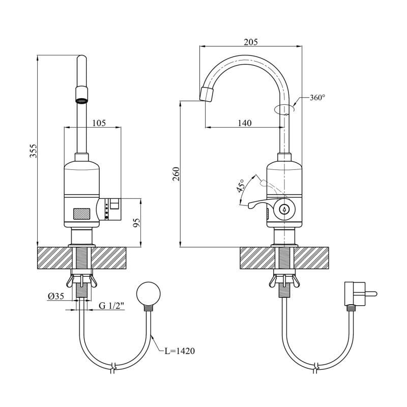 Проточний водонагрівач Kroner KRM Volt-CW090 з дисплеєм (18065996) - фото 7 Проточний водонагрівач Kroner KRM Volt-CW090 з дисплеєм (18065996) - фото 7