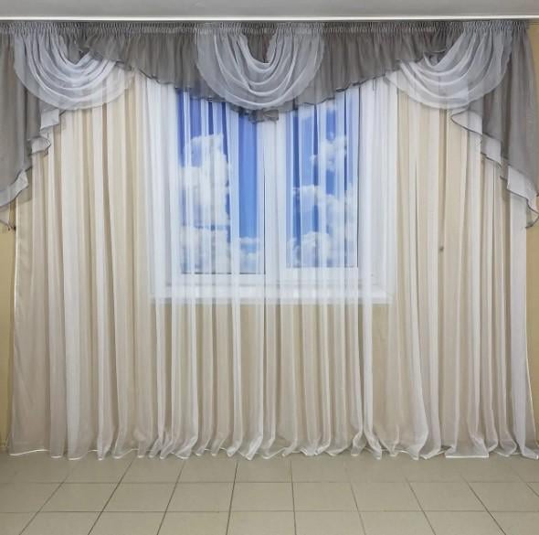 Ламбрекен из шифона 3-3,5 м Серый (101)