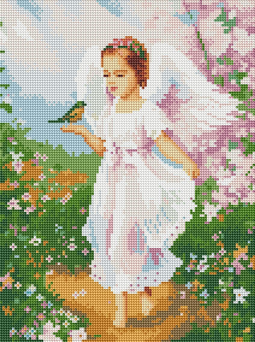 Алмазная мозаика Brushme Ангелочек с птичкой 30x40 см (DRBS53707)