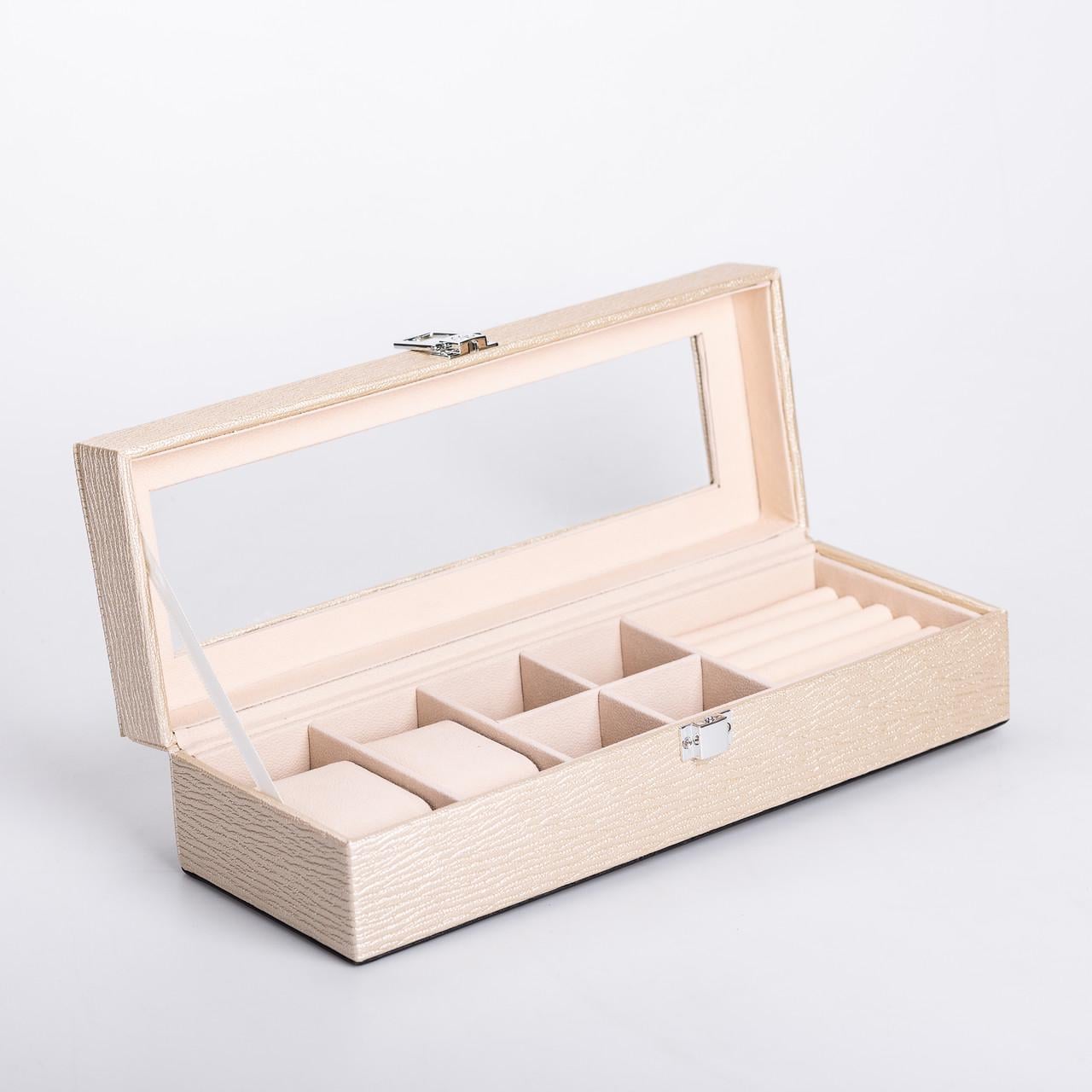 Шкатулка для украшений из эко кожи органайзер для ювелирных изделий 31x11x8 см (6663)