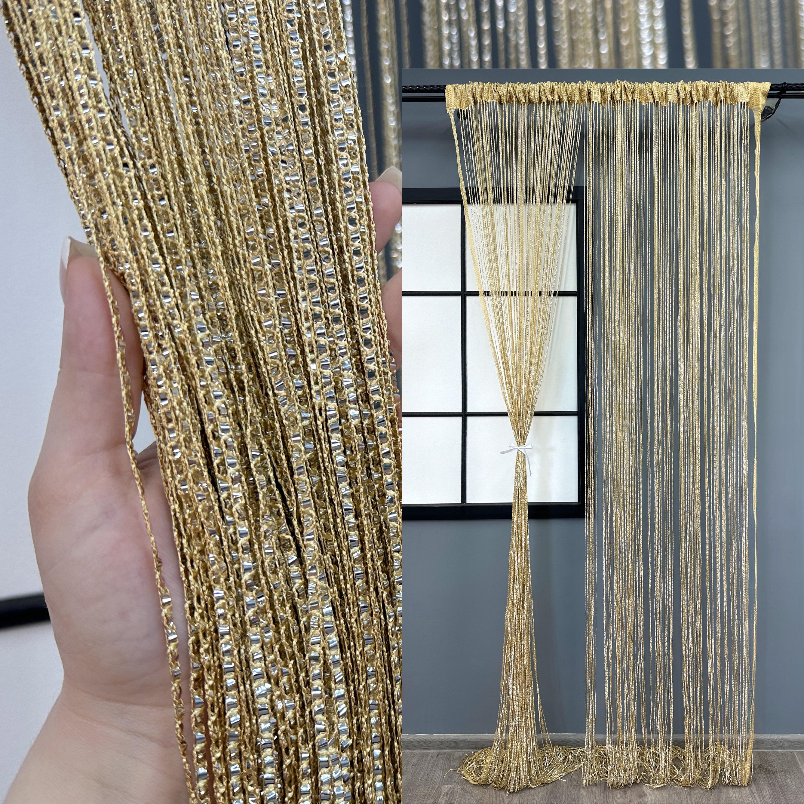 Шторы-нити Rovi Premium с люрексом 300х300 см Золотистый (61-113) - фото 4 Шторы-нити Rovi Premium с люрексом 300х300 см Золотистый (61-113) - фото 4