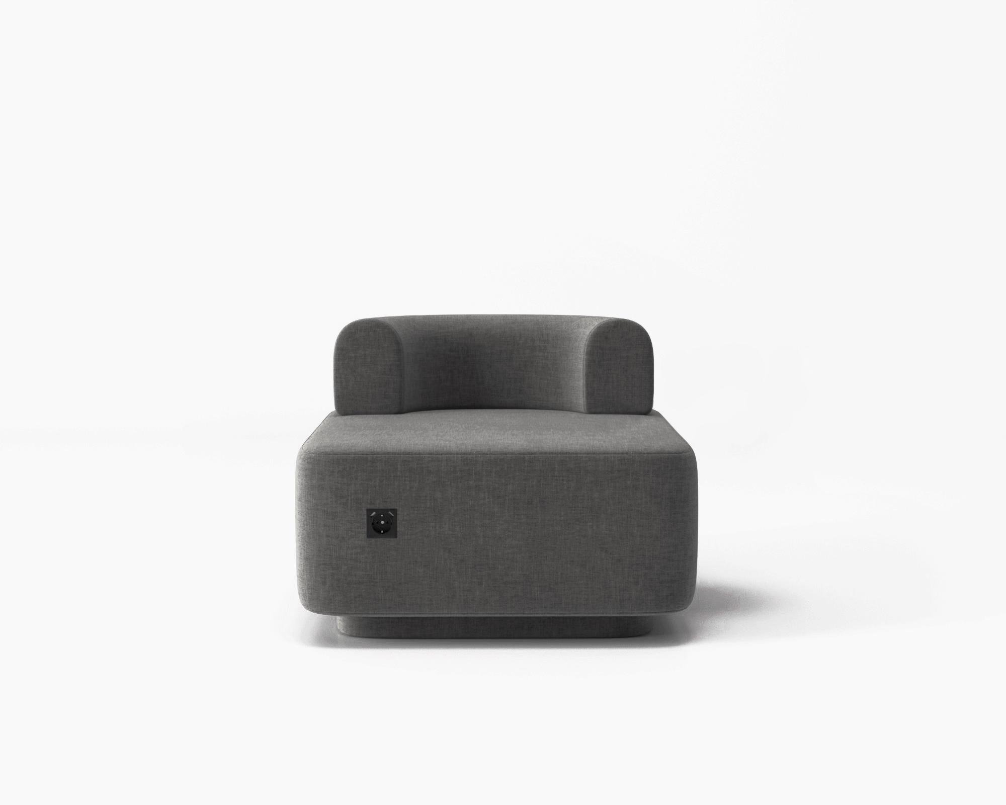 Кресло модульное Plump со встроенной розеткой и зарядкой USB 80x80x65 см Серый (0014) - фото 1