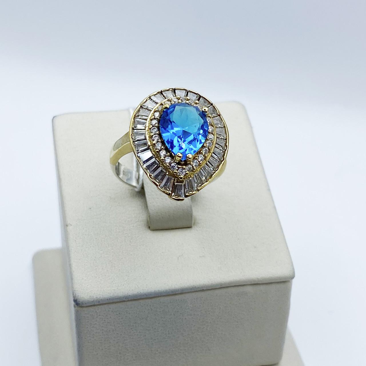 Кольцо серебряное Роксолана с аквамарином и кубическим цирконием р. 18 6,03 г (2061861062)