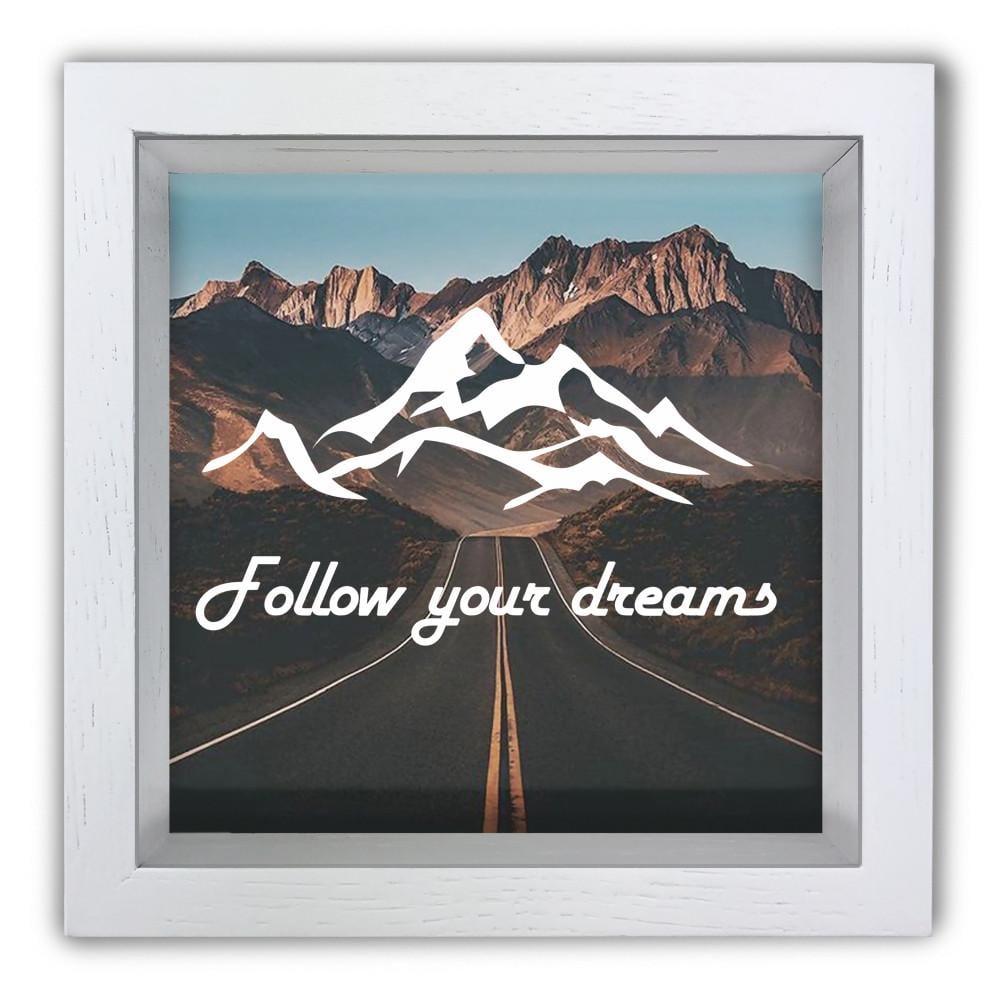 Копилка Follow your dreams деревянная 20x20x6,5 см Белый (хркп0003ба)