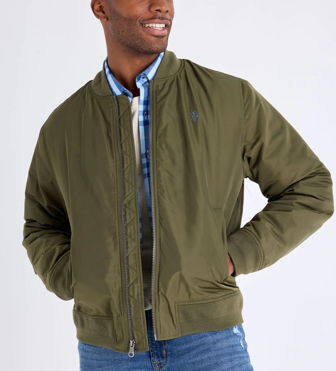 Куртка-бомбер чоловіча на підкладці U.S. Polo ASSN M Хакі (109897)