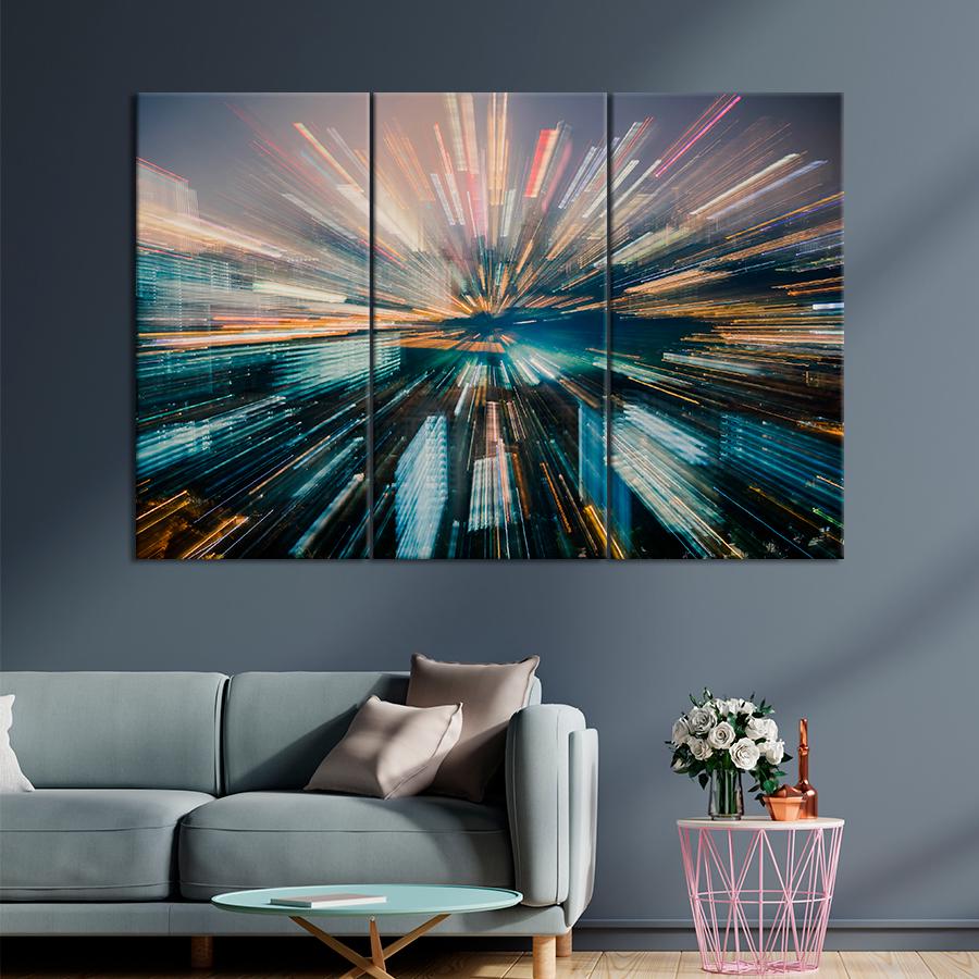 Картина Абстрактные огни ночного города 156x100 см (A890-3)