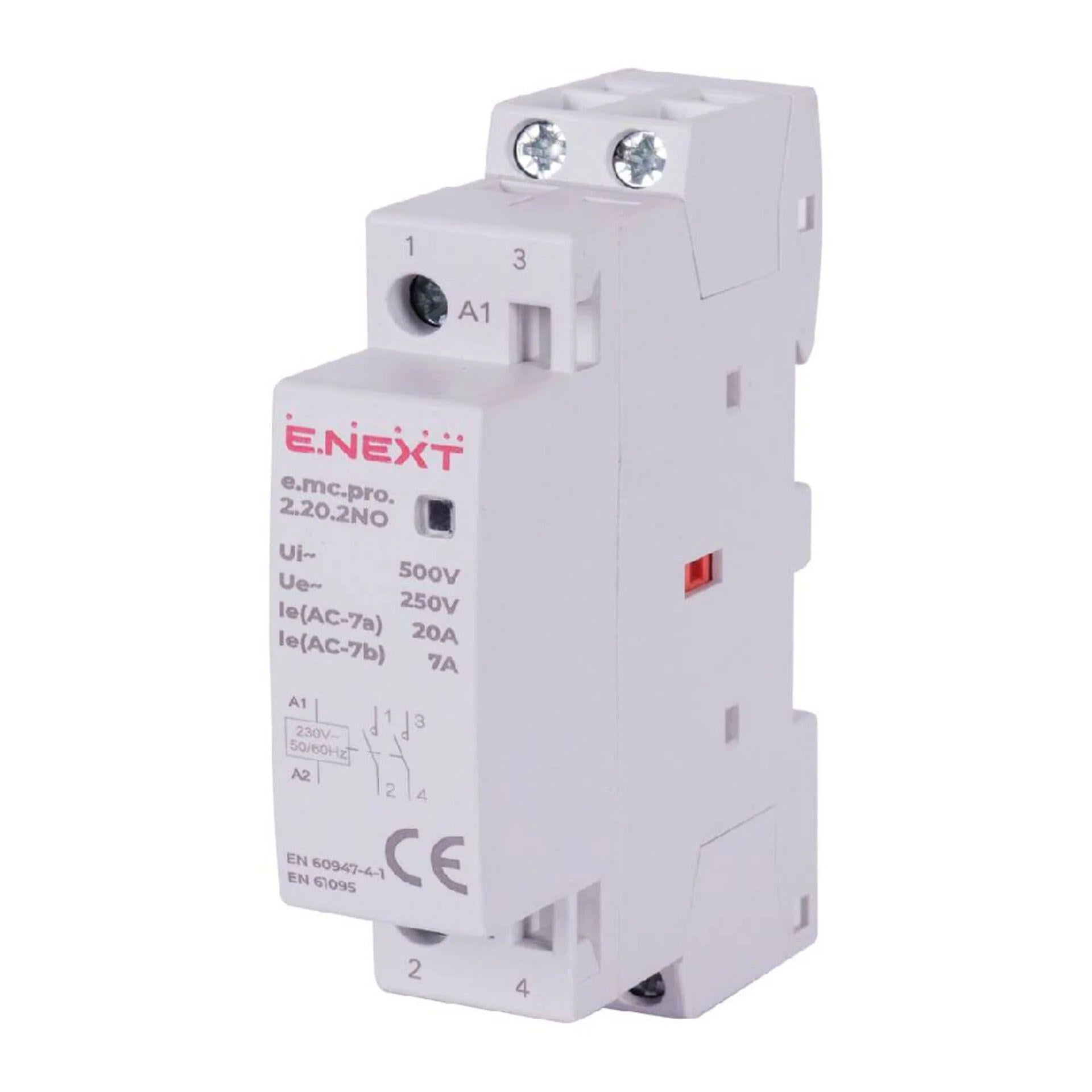 Контактор модульний e.mc.pro.2.20.2NO 2р 20А 2NO 220В (5574)