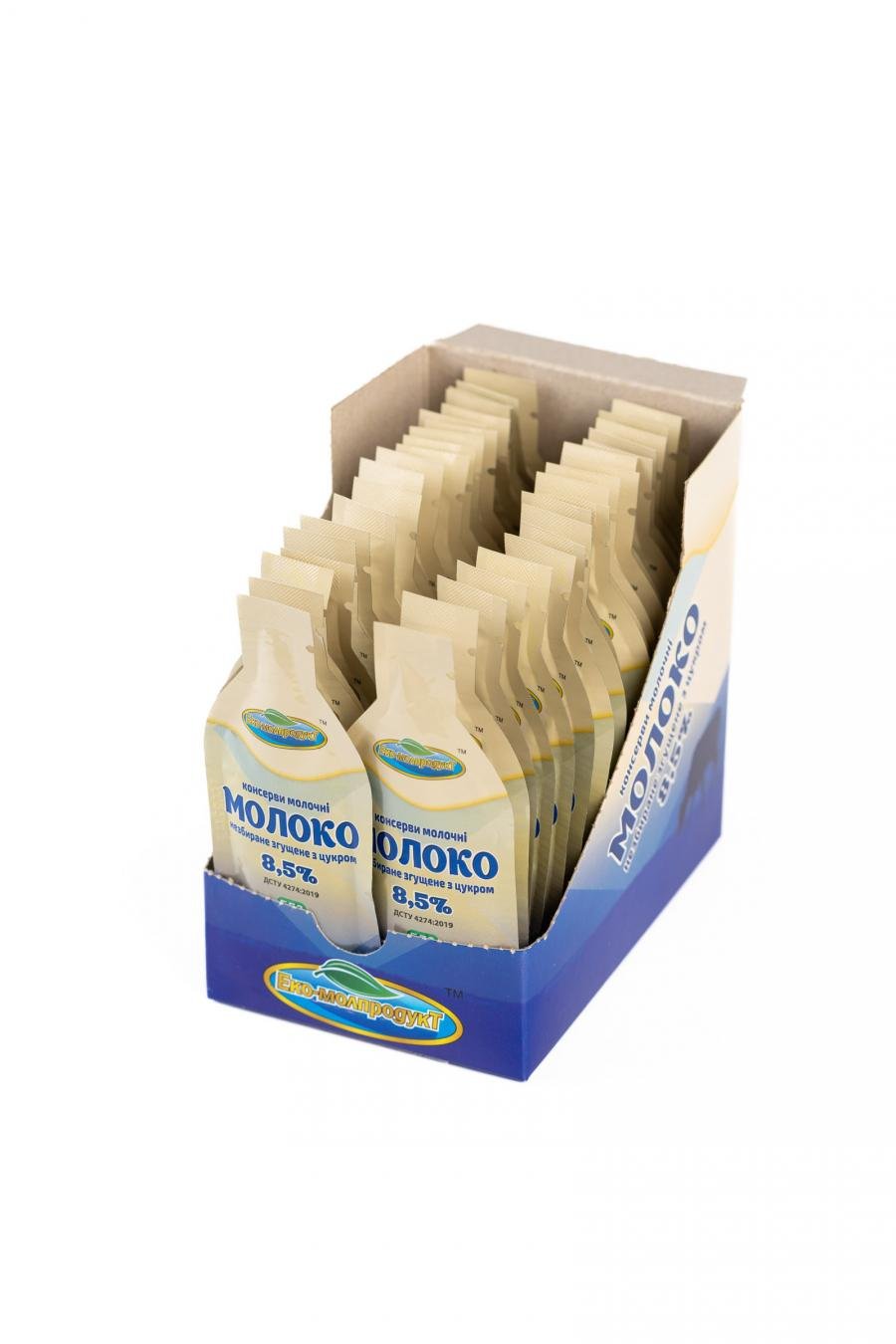 Молоко цельное сгущенное Еко-молпродукт с сахаром 8,5% жира 18 г 40 шт.