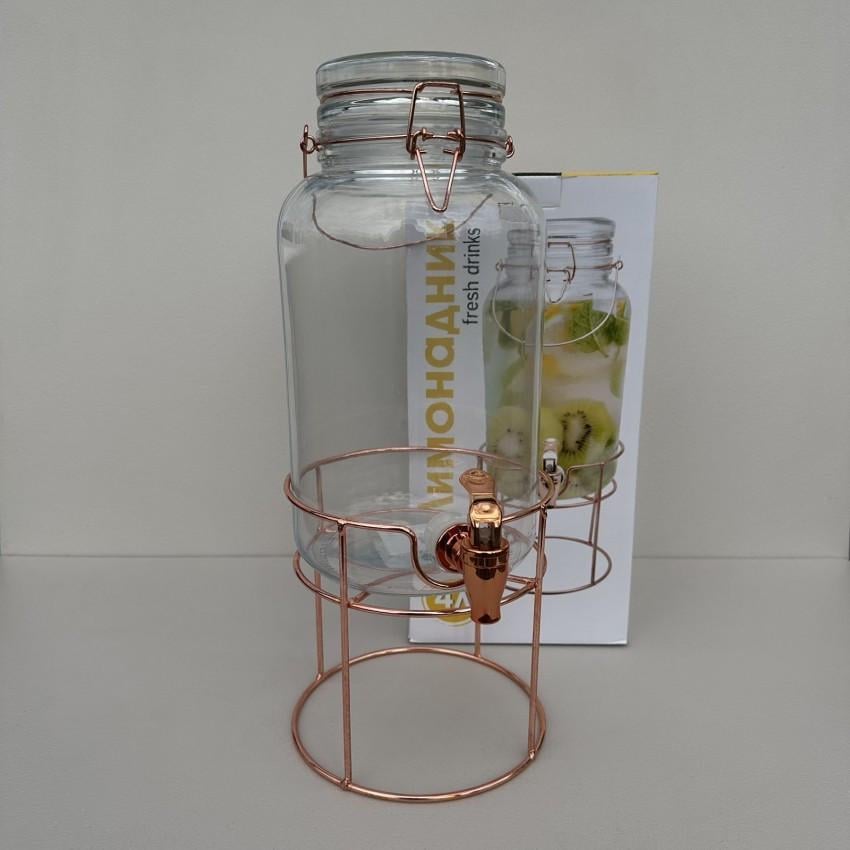Лимонадник стеклянный S&T 9036 со стеклянной крышкой на подставке 4 л Бронзовый (2640390374) Лимонадник стеклянный S&T 9036 со стеклянной крышкой на подставке 4 л Бронзовый (2640390374)