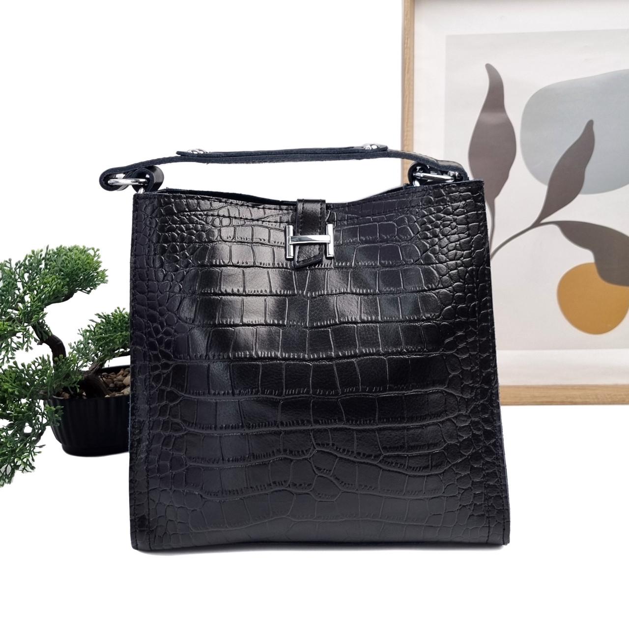 Сумка жіноча бакетбег Eteral Smile натуральна шкіра Чорний (PX7008 black)