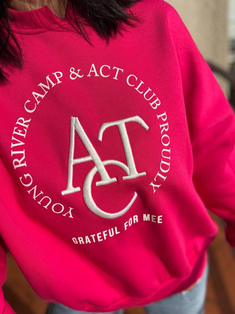 Свитшот женский OLIVIA 2479 широкий утепленный вышивка OS Малиновый (1133) - фото 2