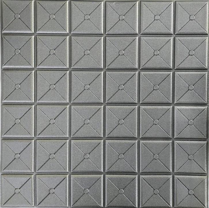 Панель самоклеящаяся 3D Sticker Wall звукоизоляционная 700x770x8 мм квадратная плитка Серый