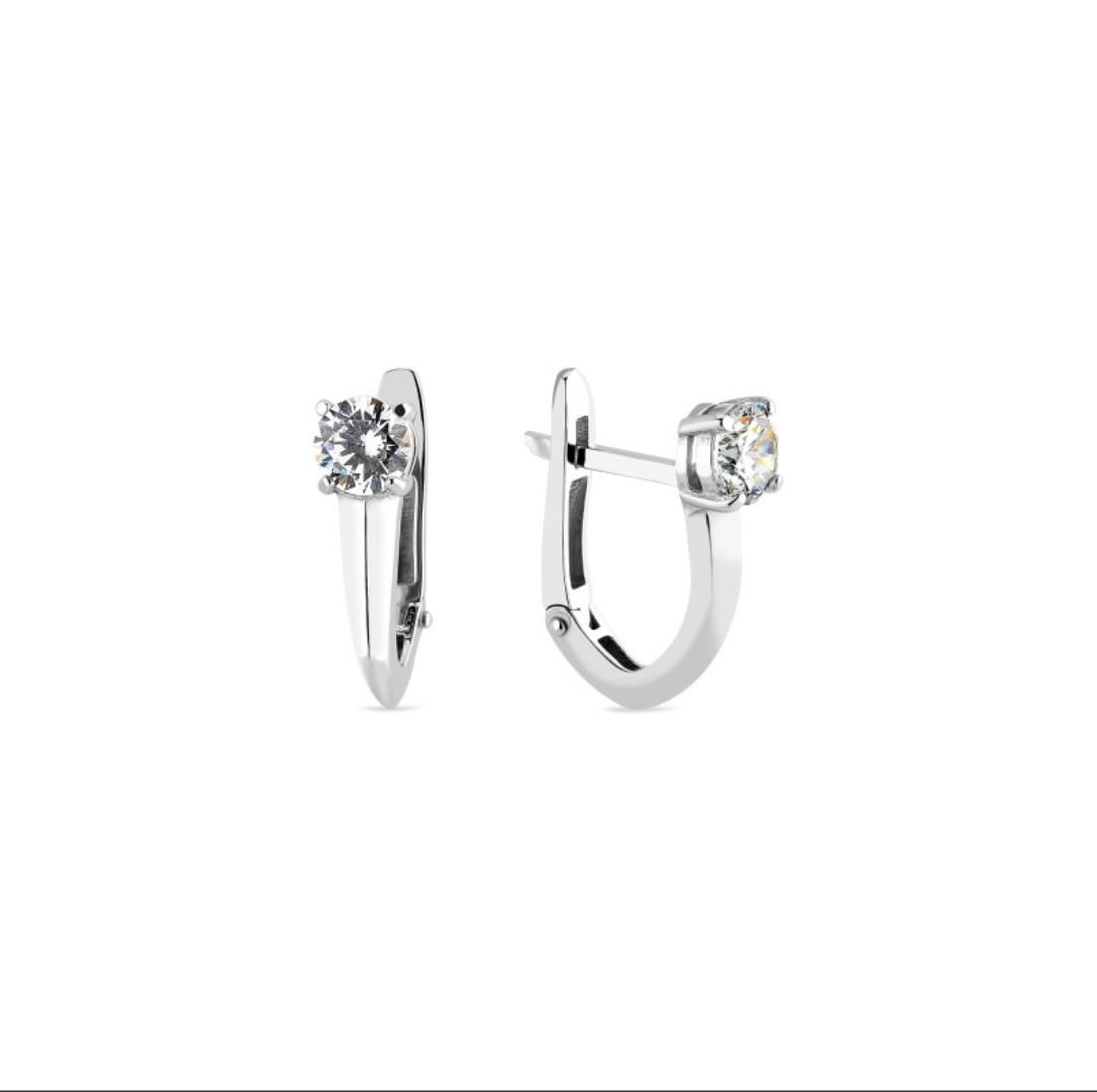 Серьги с белыми камнями серебро 925 пробы 1,84 г (1515)