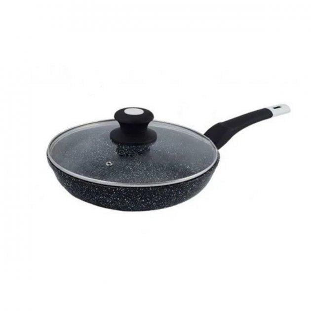Сковорода UNIQUE UN-5143 20 см із кришкою Граніт темний (IR003993)