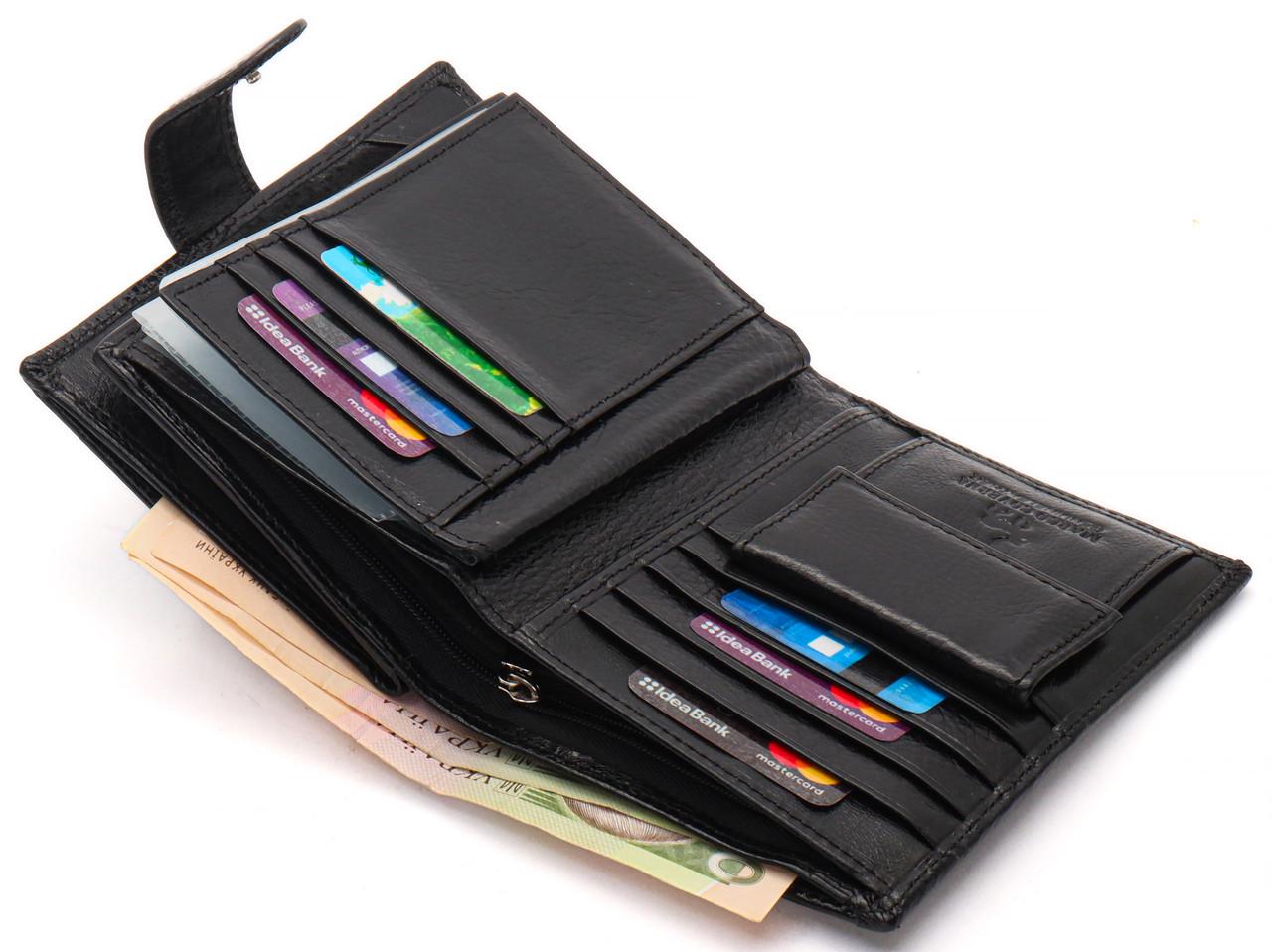 Портмоне мужское Marco Coverna из натуральной кожи с отделением под автодокумент Черный (MC-2090H-1) - фото 5 Портмоне мужское Marco Coverna из натуральной кожи с отделением под автодокумент Черный (MC-2090H-1) - фото 5