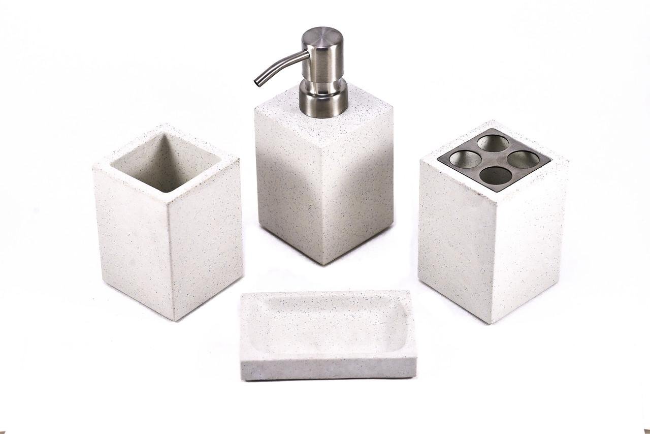 Аксессуары для ванной комнаты AKVATIKA из искусственного камня 4 пр. Белый (0211)