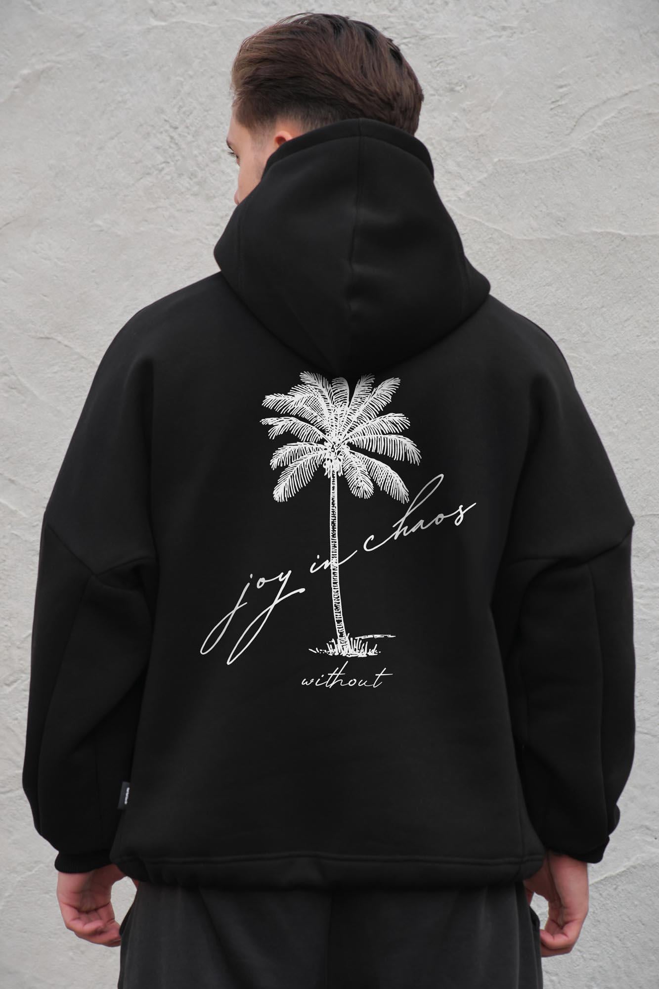 Худи на флисе с капюшоном и принтом оверсайз Without Joy Palma One size Black (8056489 8056490)