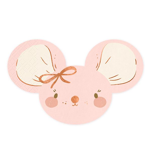 Салфетки фигурные Party Deco Мышка 16х10 см 20 шт. Розовый (10329)