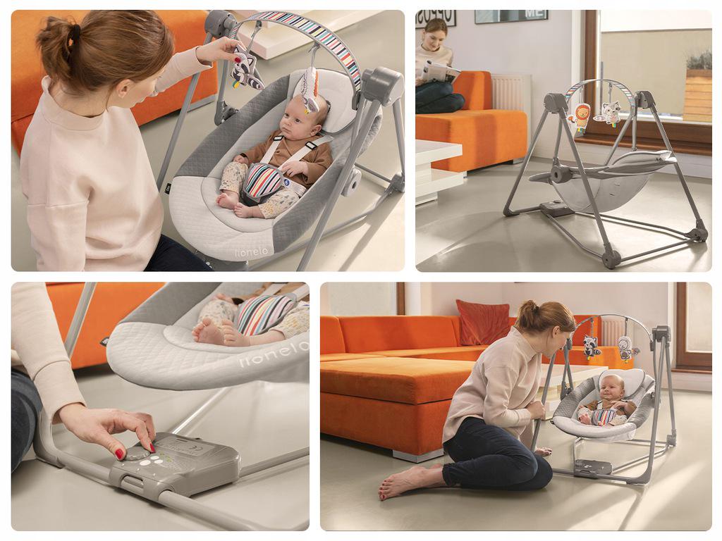 Шезлонг качель Lionelo Otto Cozy Grey - фото 10