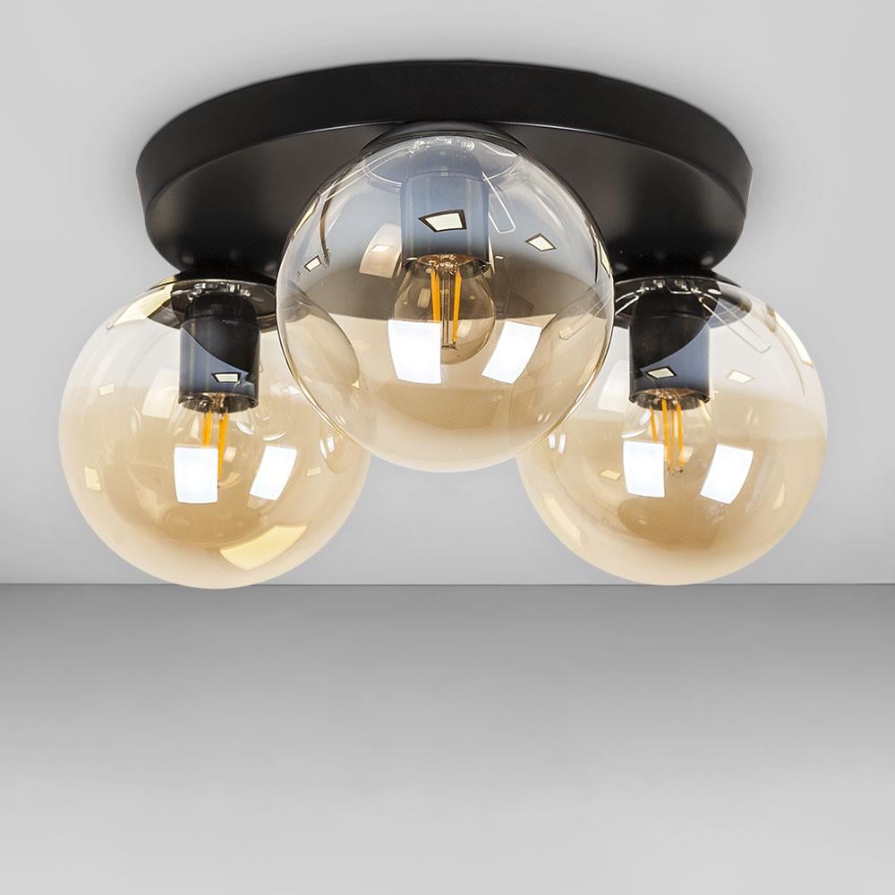 Люстра потолочная лофт Light House LS-18638F-3 BK/BR 300 Черный/Янтарный