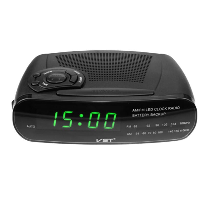 Часы сетевые VST 906-2 зеленая подсветка + радио FM 220 В