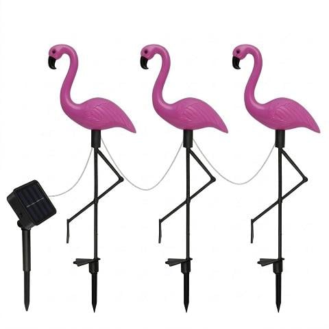 Фонари декоративные садовые фламинго на солнечной батарее 3 шт. Розовый