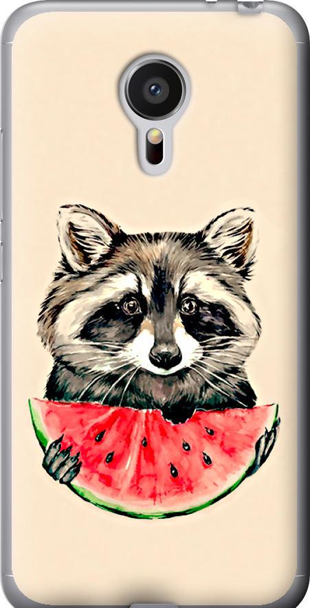Чехол на Meizu MX5 Енотик с арбузом (4605t-105-42517)