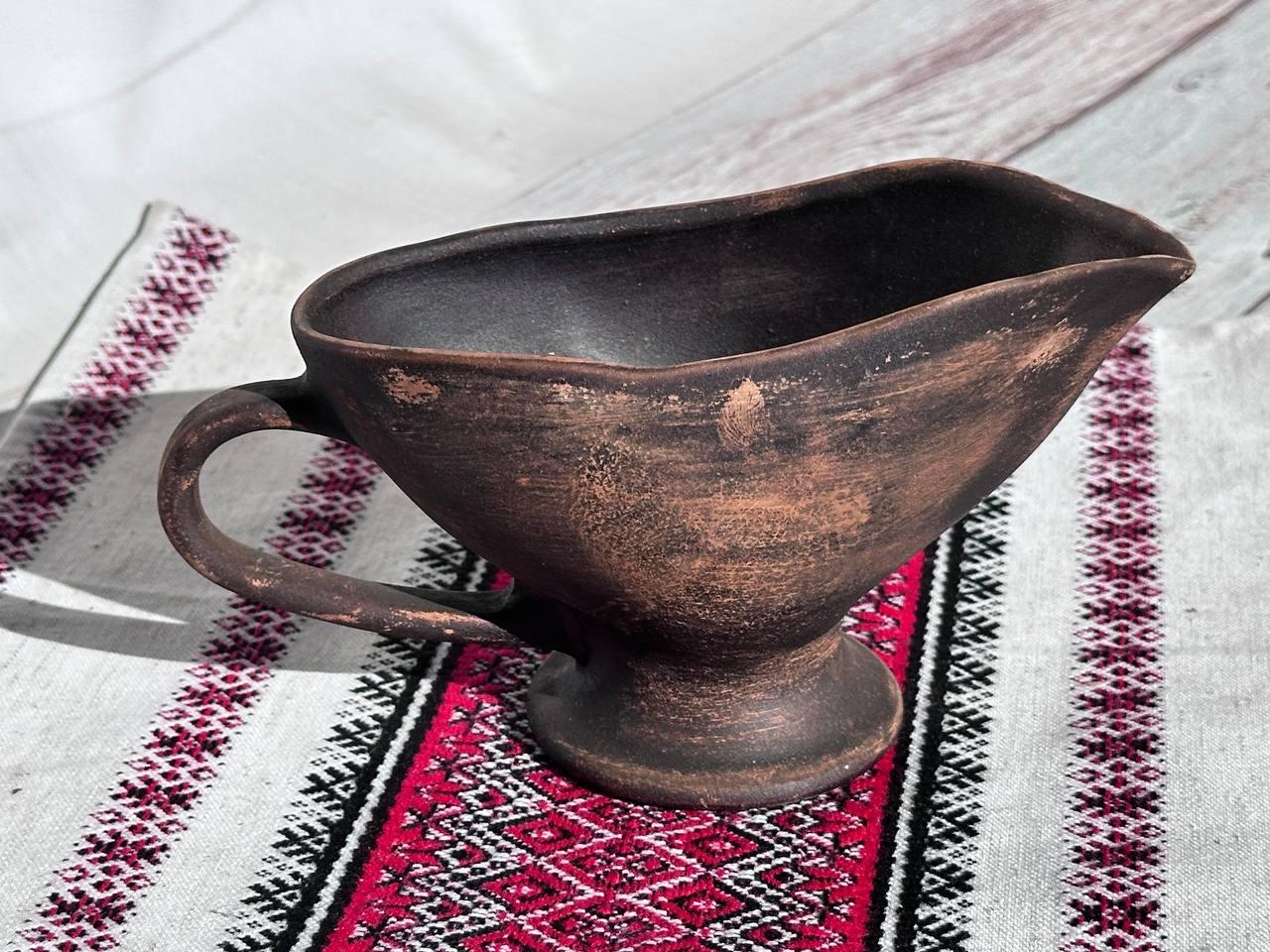 Соусник глиняний з ручкою 250 мл (2372798220)