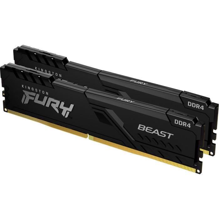 Оперативная память с радиатором Kingston Fury Beast 16 Гб Kit DIMM DDR4 3200 МГц XMP Black (KF432C16BBK2/16WP)
