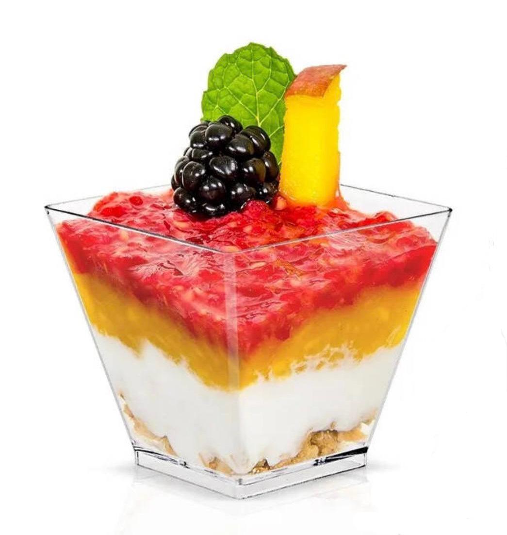 Стакан пластиковий для десертів з кришкою Великий 10 шт. (2815976763)