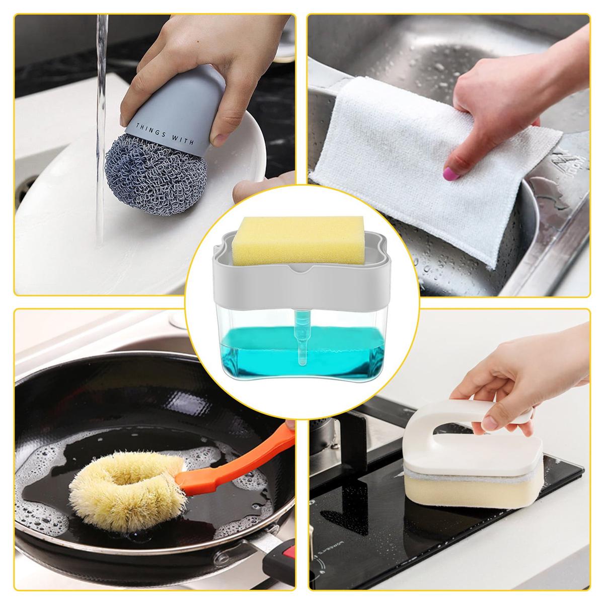 Дозатор для миття посуду Soap pump&sponge натискний 385 мл Сірий (1009775-Gray) - фото 6