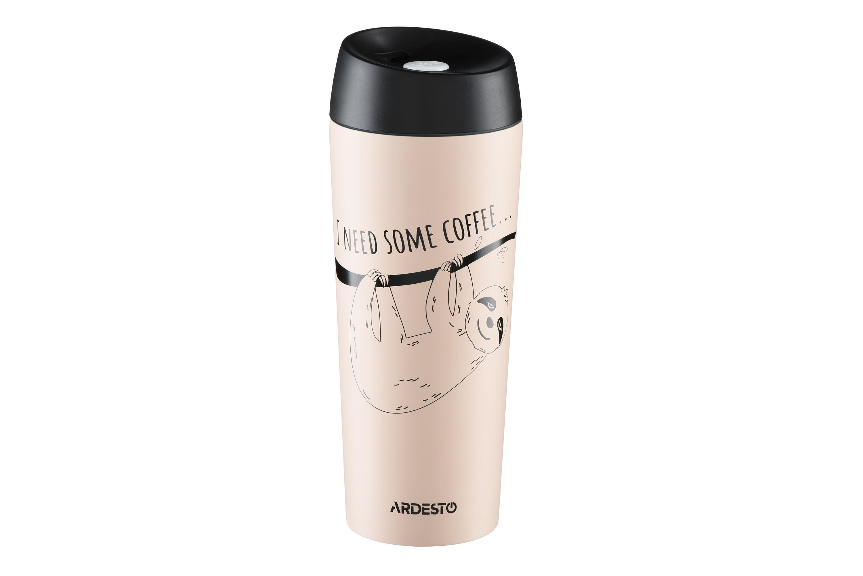 Термокружка Ardesto Coffee Time Bradypus 450 мл Бежевый (25603) Термокружка Ardesto Coffee Time Bradypus 450 мл Бежевый (25603)