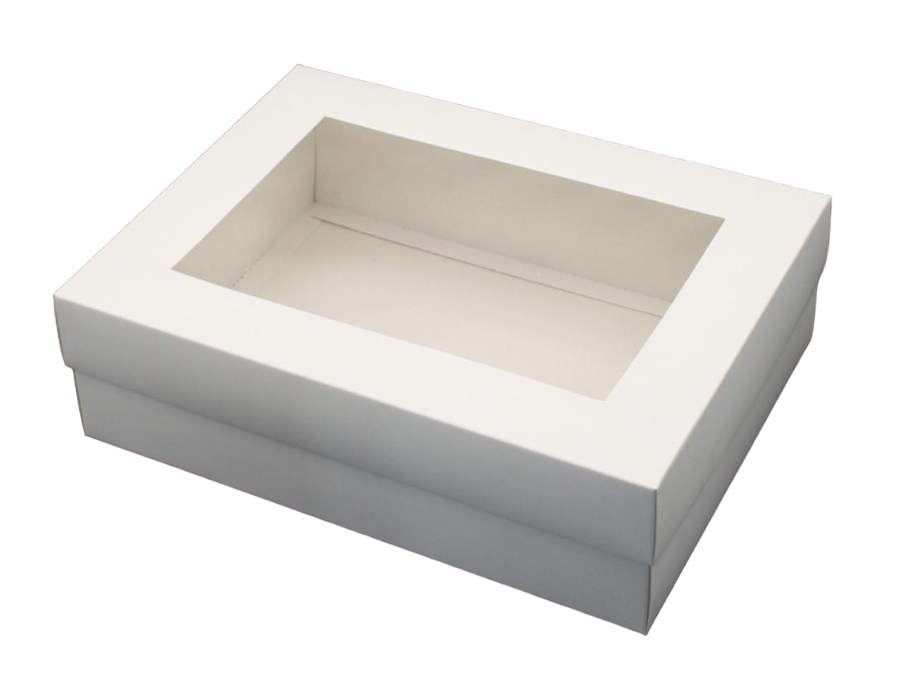 Коробка подарочная сборная с окошком на крышке 30х23х9 см Белый (OA-8)