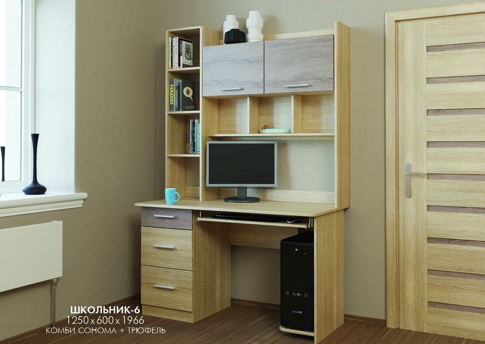 Комп'ютерний стіл Еверест Школяр-6 1250х600х1966 мм Дуб сонома/Трюфель (EVR-20084) - фото 6