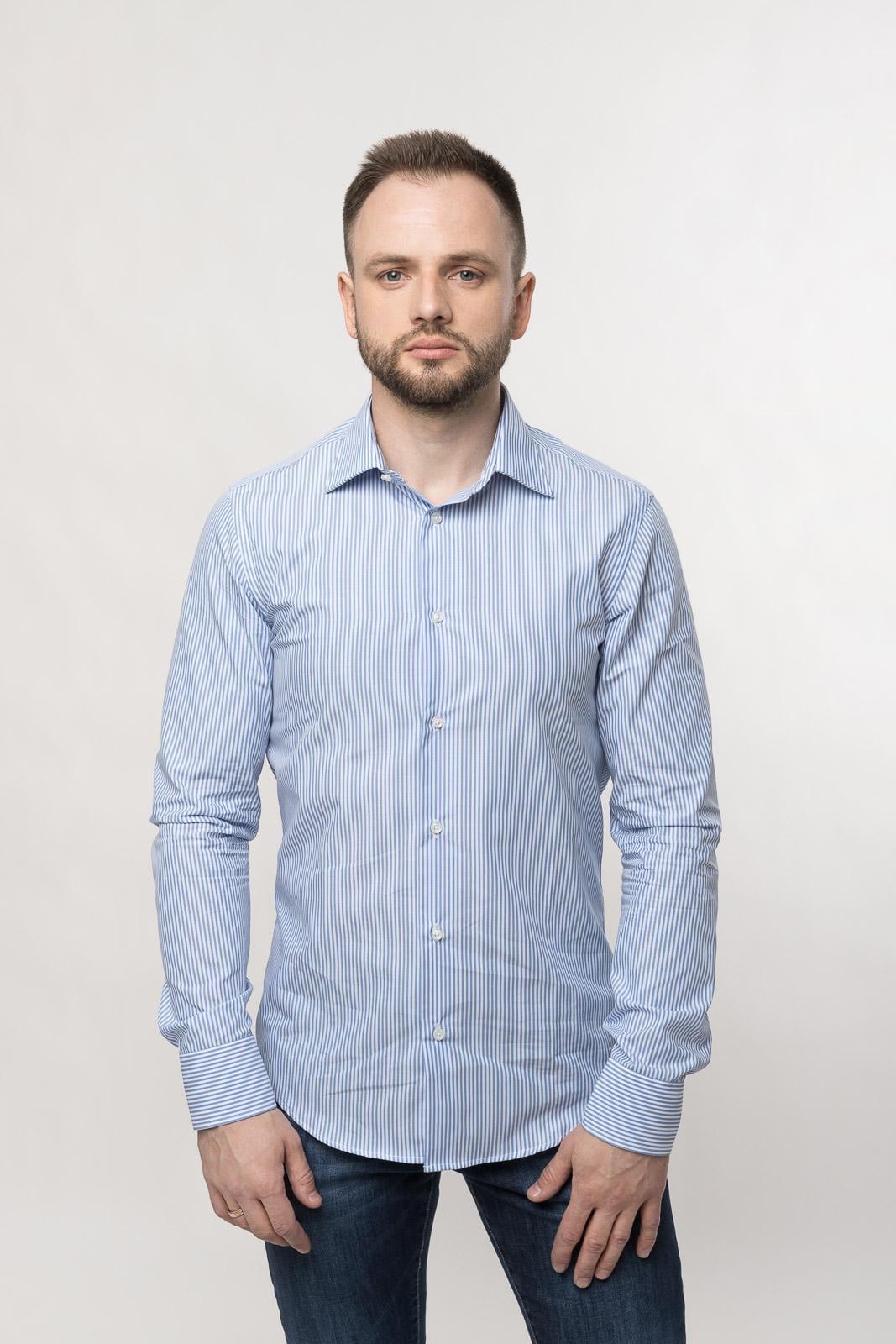 Сорочка чоловіча Luca Bertelli Confort 30640С смужка р. 40 Синій (20656)