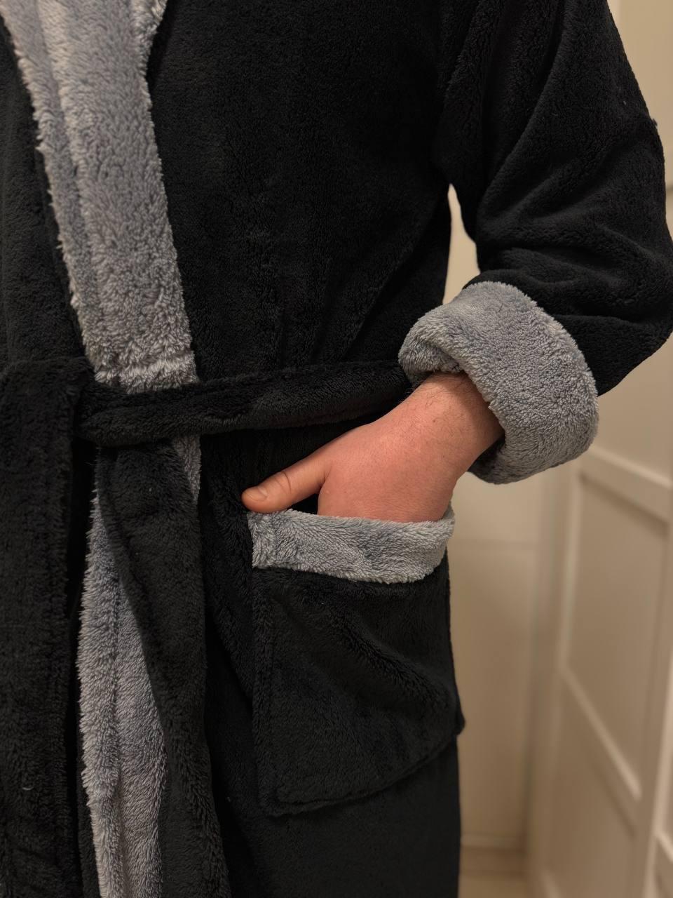 Халат домашній XXL Чорний (П4К-Al-male-halat-011-03) - фото 5