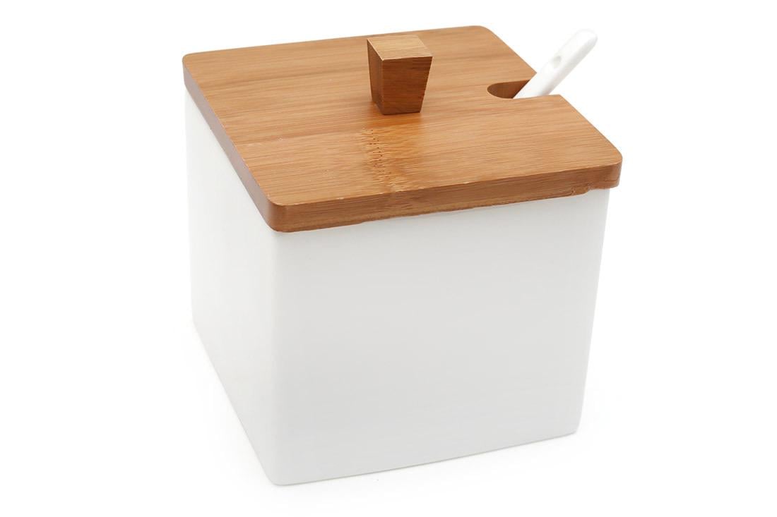 Солонка BonaDi квадратная с бамбуковой крышкой