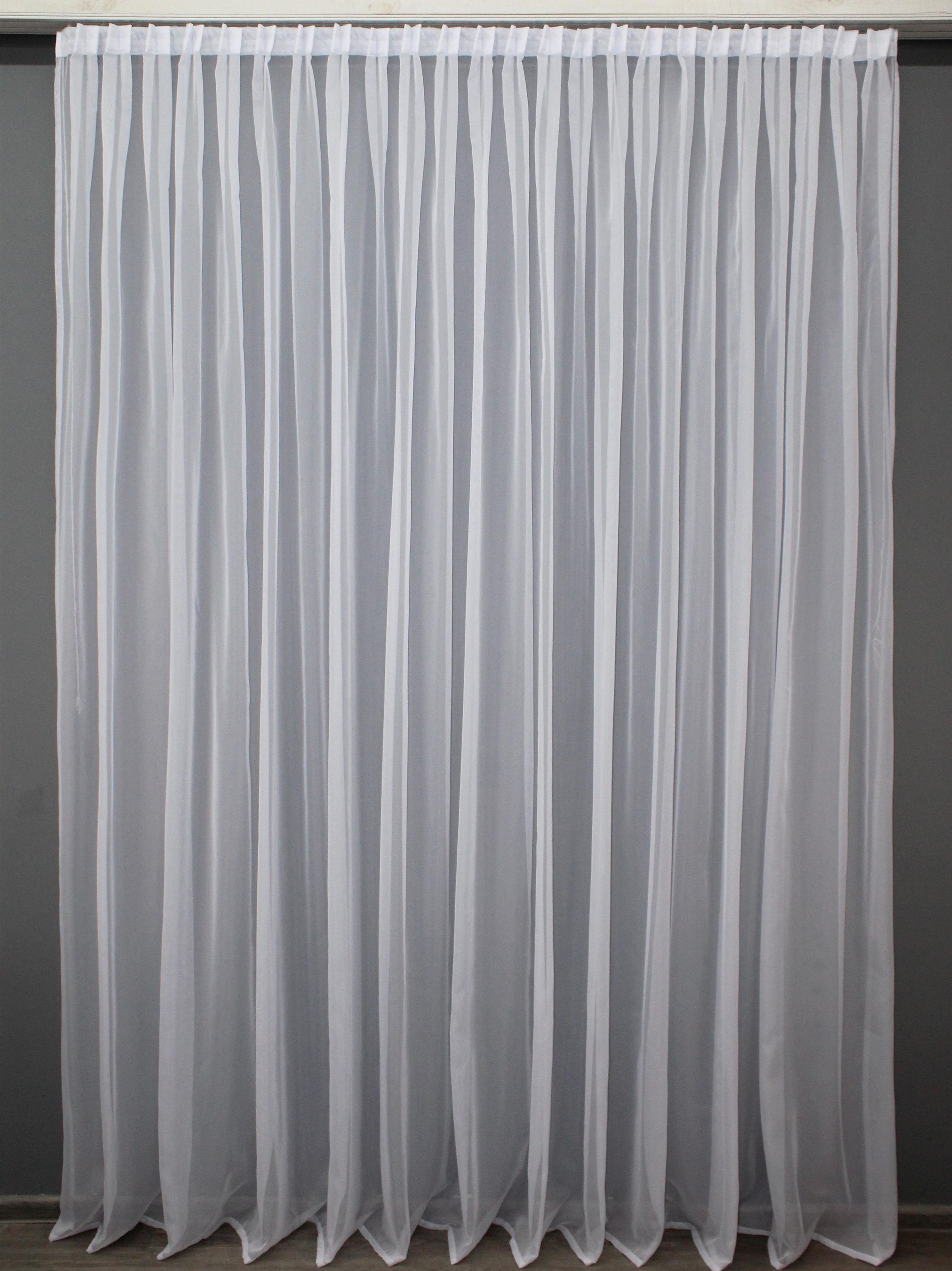 Тюль с тесьмой бантовой VR-Textil н101 шифон однотонный 500х270 см Белый (44-022)