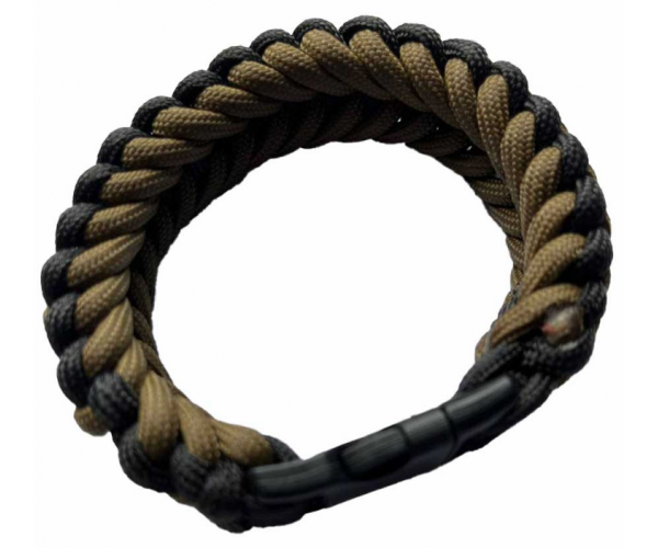 Плетеный браслет Safety из паракорда 22 см Черно-бежевый (4451)