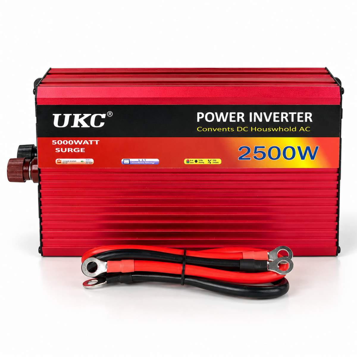Преобразователь напряжения UKC 12/220 В 2500 Вт Красный (AR-2500M)