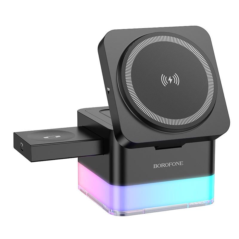Зарядное устройство беспроводное Borofone BQ34 Square 3-in-1 15 W Black (00000073991_1) Зарядное устройство беспроводное Borofone BQ34 Square 3-in-1 15 W Black (00000073991_1)