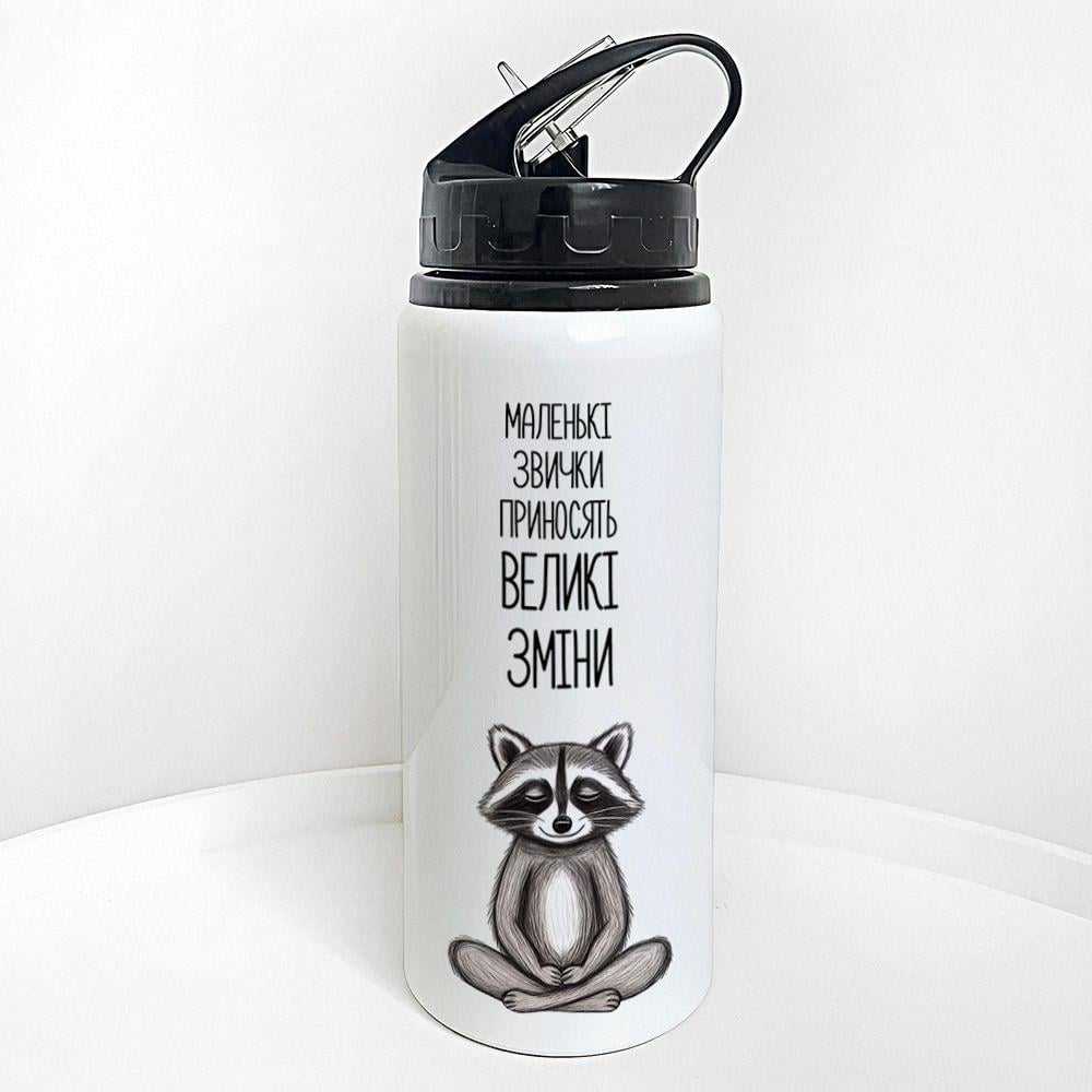 Бутылка для воды с трубочкой Presentville "Маленькие привычки приносят большие изменения" 600 мл (PLV_25A052)