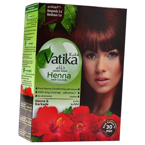 Фарба для волосся Dabur Vatika Henna Hair Coloursна основі хни 60 г 3,6 Бургунди (43634074)