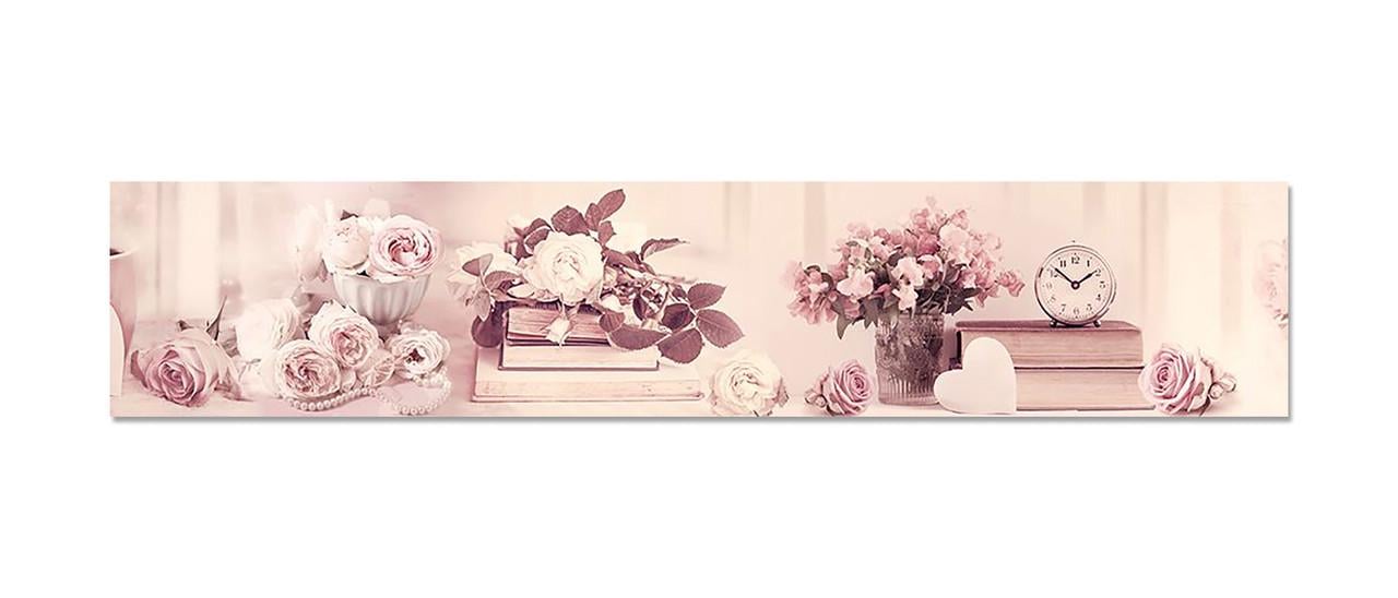 Фартук кухонный Пастельные розы 60х300 см Розовый
